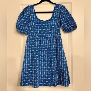Rhode x Target Blue Embroidered Eyelet Puff Sleeve Mini Dress Size XXS NWT